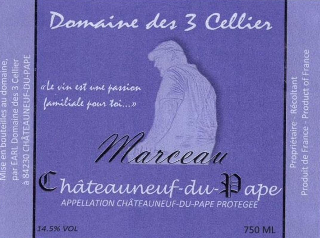 Les 3 Cellier Chateauneuf-du-Pape Marceau 2013 Front Label