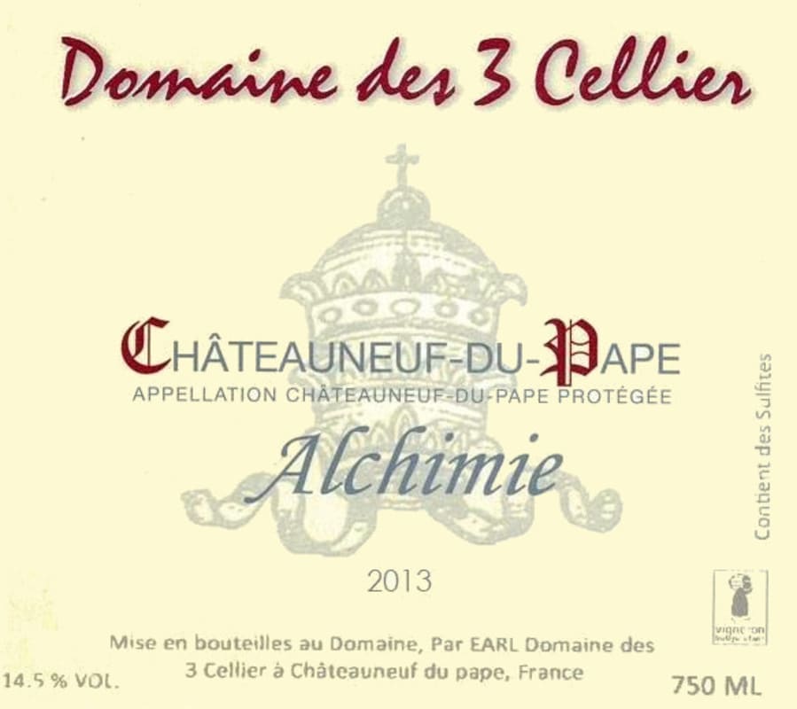 Les 3 Cellier Chateauneuf-du-Pape Alchimie 2013 Front Label