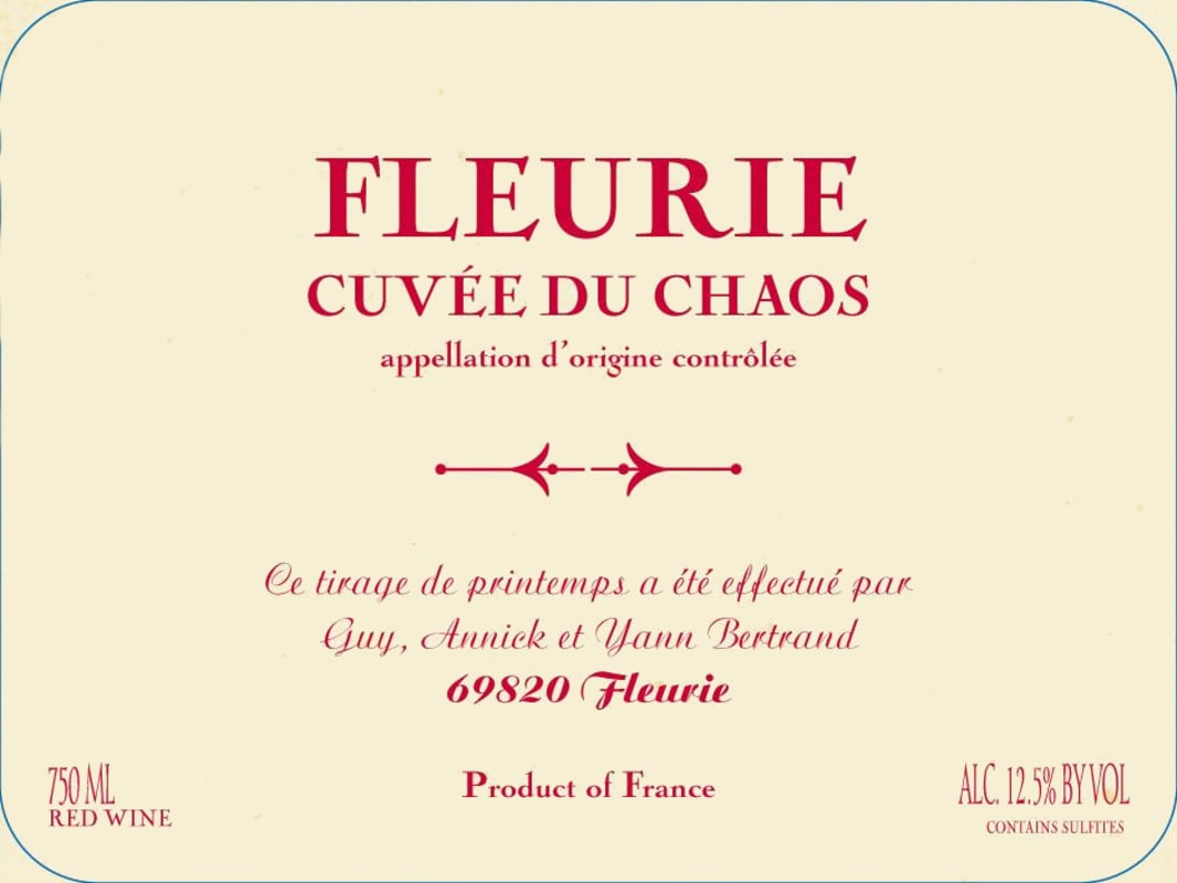 Les Bertrand Cuvee du Chaos 2014 Front Label