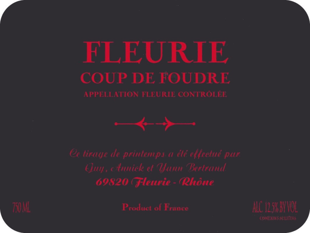 Les Bertrand Coup de Foudre 2014 Front Label