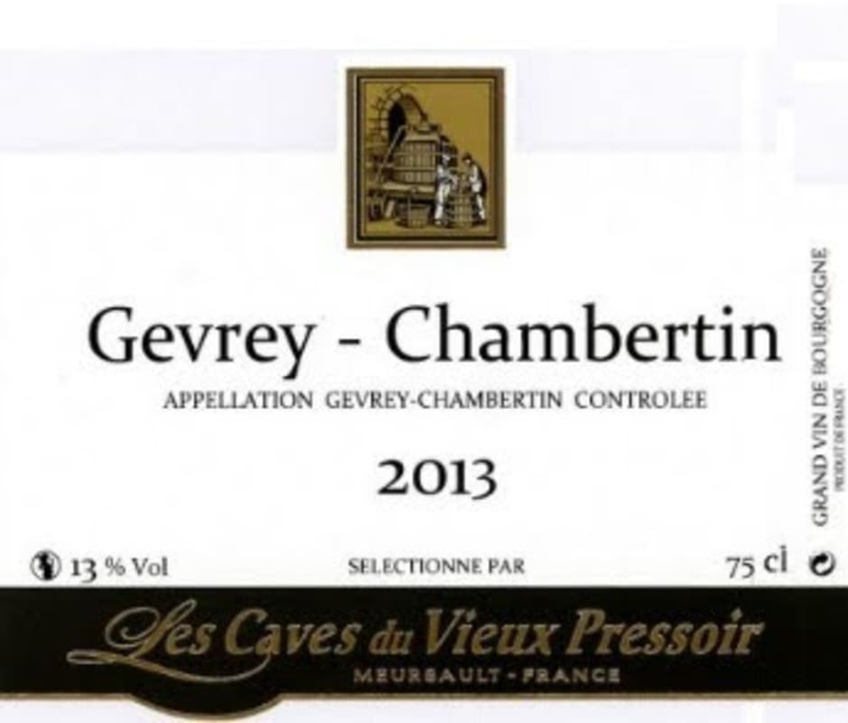 Les Caves du Vieux Pressoir Gevrey-Chambertin 2013 Front Label