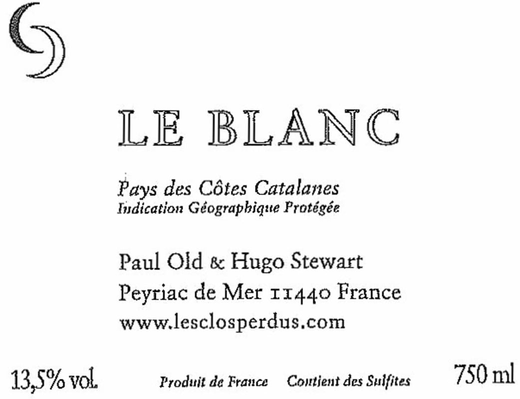 Les Clos Perdus Le Blanc 2012 Front Label