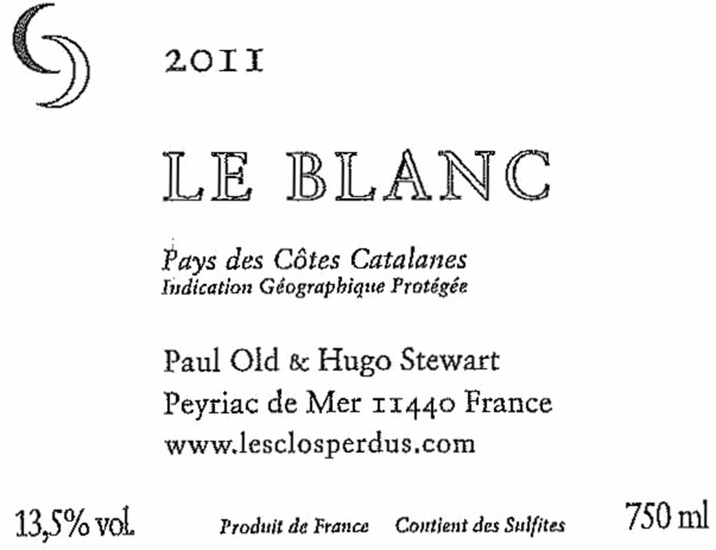 Les Clos Perdus Le Blanc 2011 Front Label