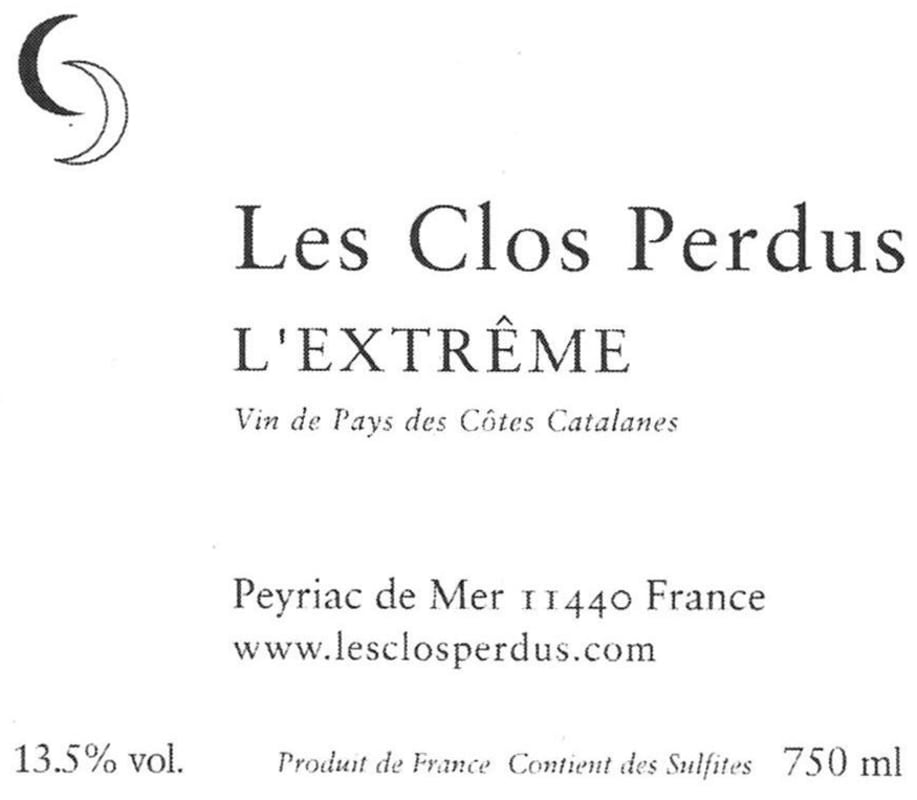 Les Clos Perdus L'Extreme Blanc 2012 Front Label