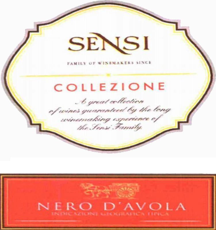 Sensi Vigne e Vini Collezione Nero d'Avola 2016 Front Label