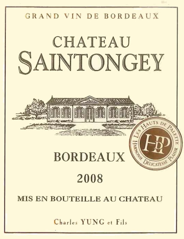Les Hauts de Palette Chateau Saintongey 2008 Front Label
