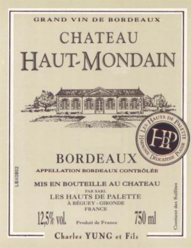 Les Hauts de Palette Chateau Haut-Mondain 2010 Front Label