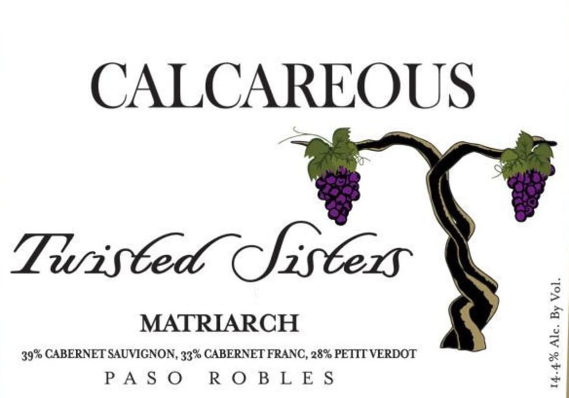 Calcareous Vineyard Twisted Sisters Matriarch 2012 Front Label