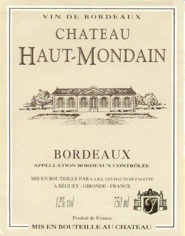 Les Hauts de Palette Chateau Haut-Mondain Blanc 2006 Front Label