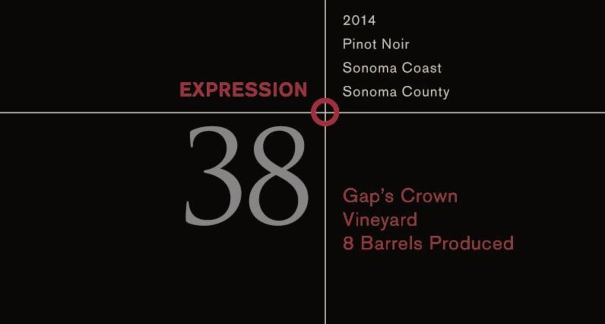 Expression 38 degrees Gap's Crown Pinot Noir 2014 Front Label