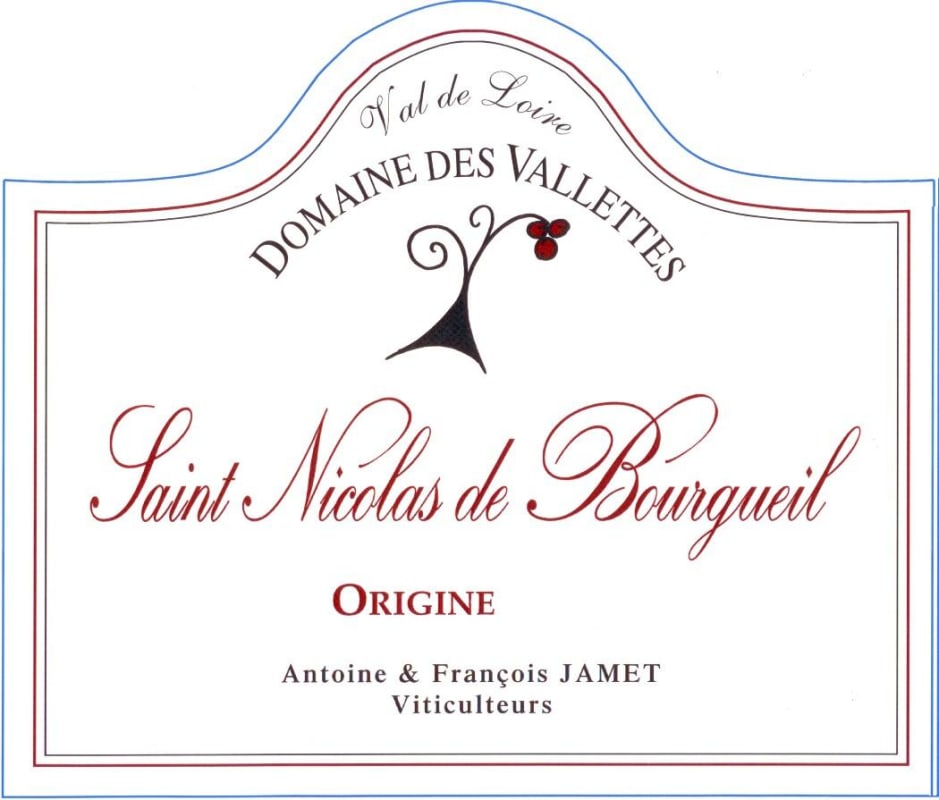 Les Vallettes Saint Nicolas de Bourgueil Origine 2012 Front Label