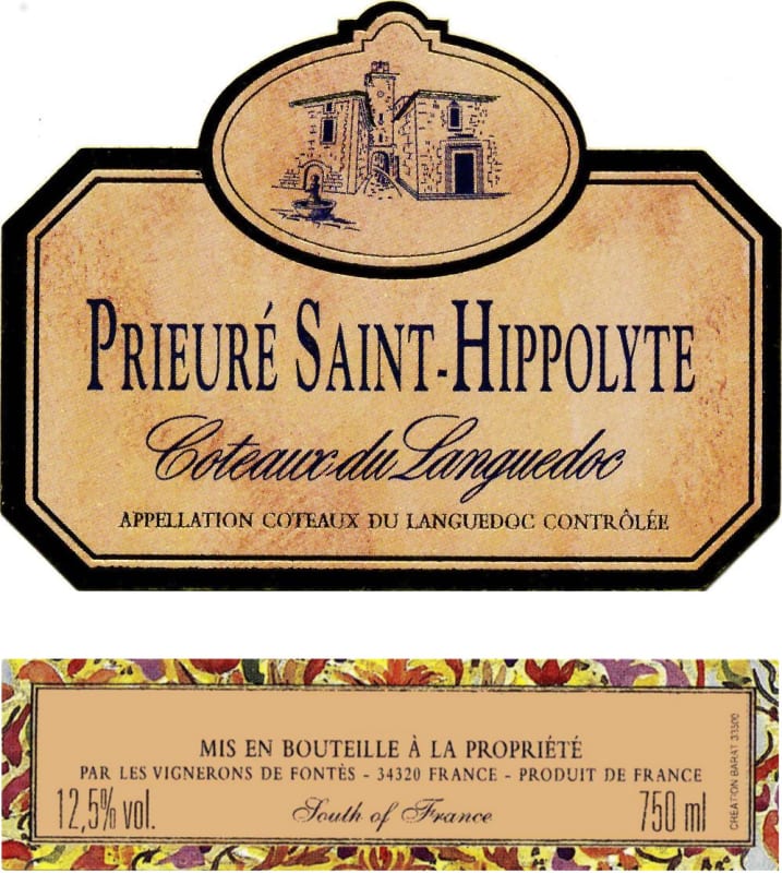 Les Vignerons de Fontes Coteaux du Languedoc Prieure Saint-Hippolyte Rouge 2011 Front Label
