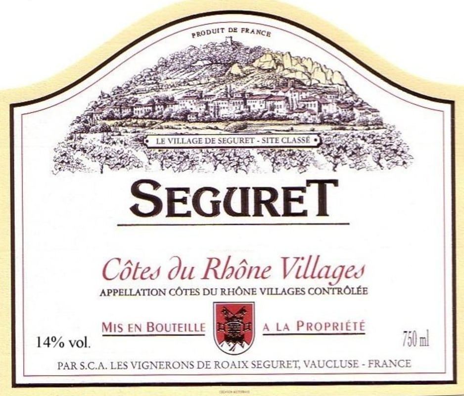 Les Vignerons de Roaix Seguret Cotes du Rhone Villages Seguret 2013 Front Label