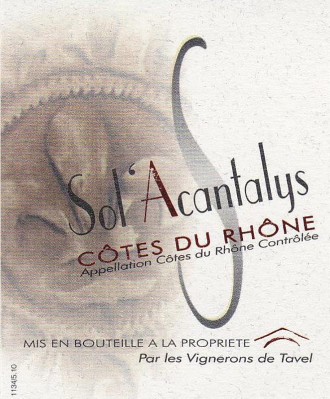 Les Vignerons de Tavel Cotes du Rhone Sol'Acantalys Rouge 2011 Front Label