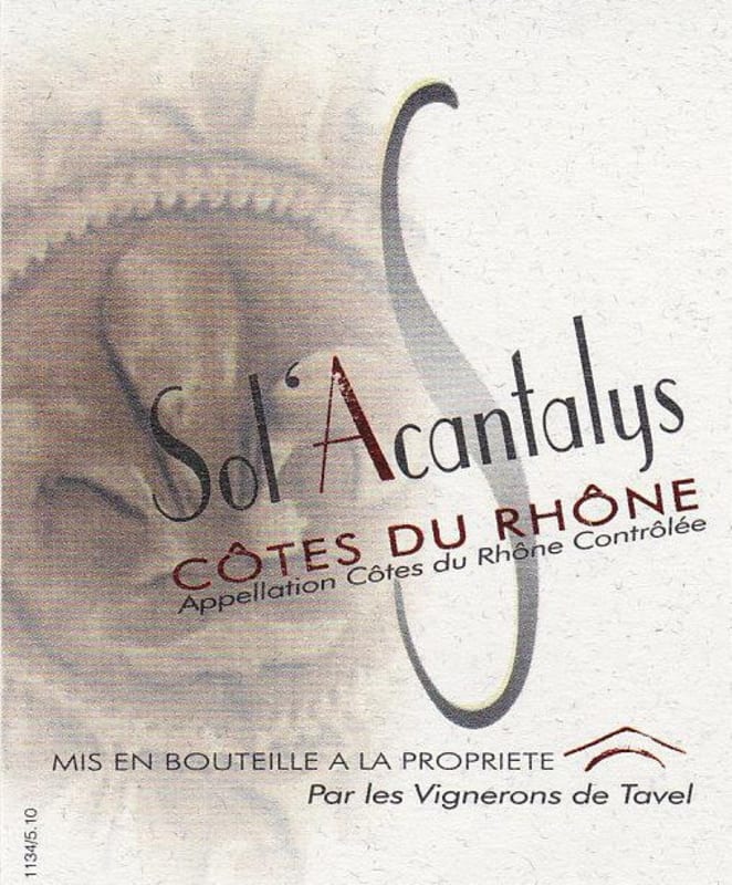 Les Vignerons de Tavel Cotes du Rhone Sol'Acantalys Rouge 2014 Front Label