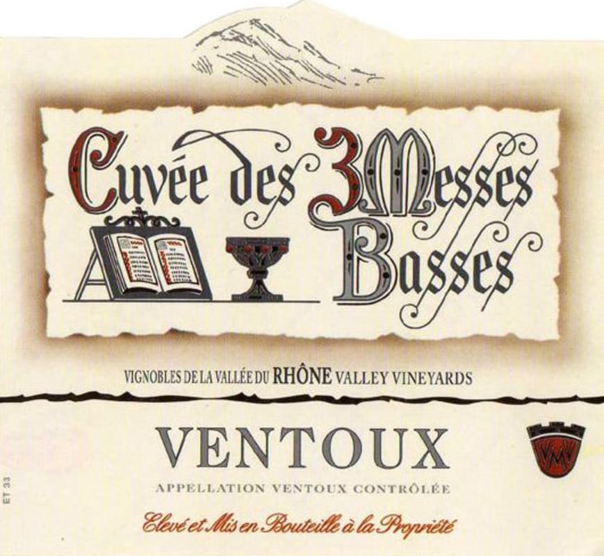 Les Vignerons du Mont-Ventoux Les 3 Messes Basses 2012 Front Label