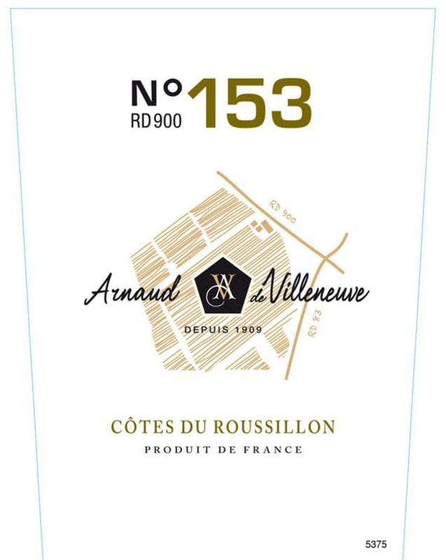 Les Vignobles du Rivesaltais Cotes du Roussillon N153 RD 900 Blanc 2015 Front Label