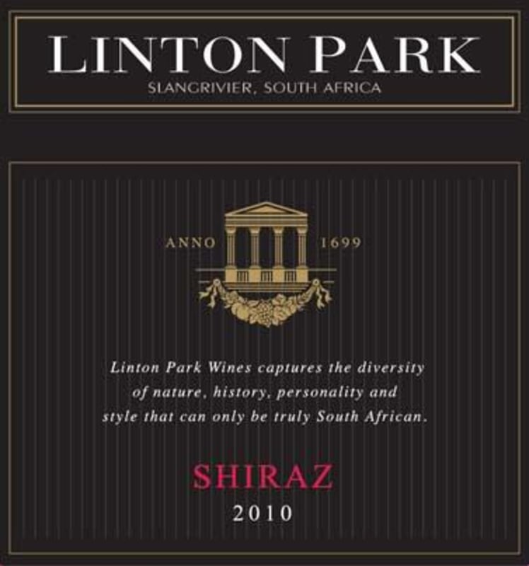 Linton Park Wines Paarl Shiraz 2010 Front Label