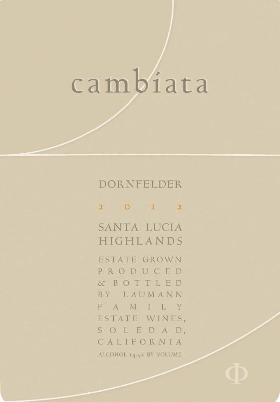 Cambiata Winery Dornfelder 2012 Front Label