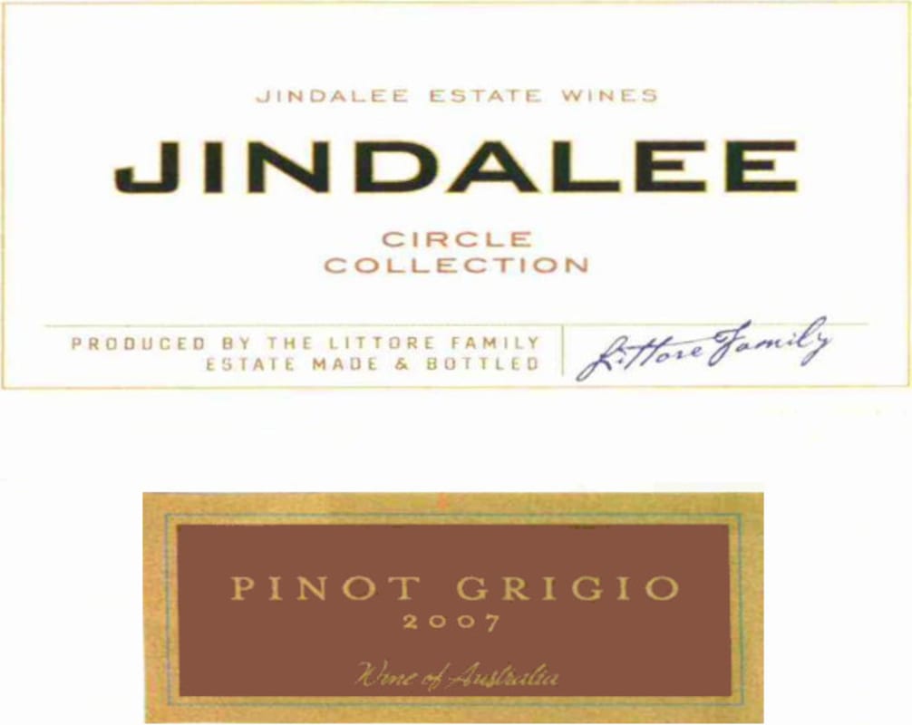 Littore Wines Jindalee Estate Circle Collection Pinot Grigio 2007 Front Label