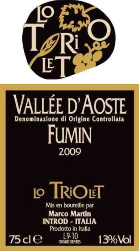 Lo Triolet Vallee d'Aoste Fumin 2009 Front Label