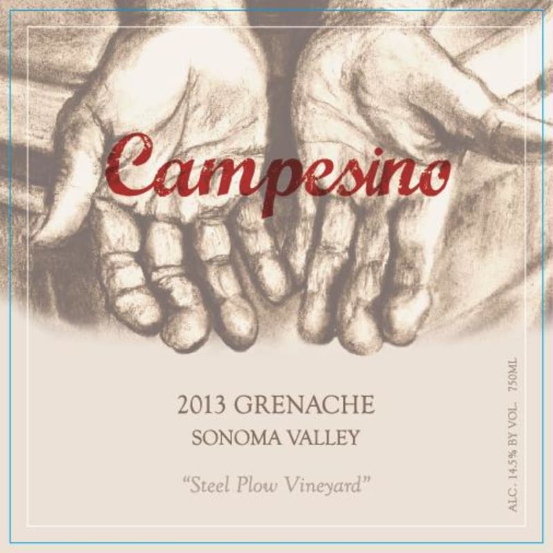 Campesino Cellars Steel Plow Vineyard Grenache 2013 Front Label