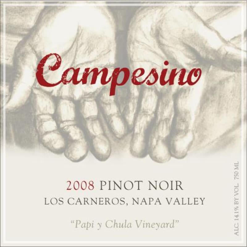 Campesino Cellars Papi y Chula Vineyard Pinot Noir 2008 Front Label