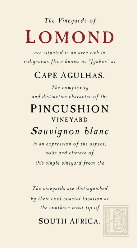 Lomond Pincushion Sauvignon Blanc 2009 Front Label