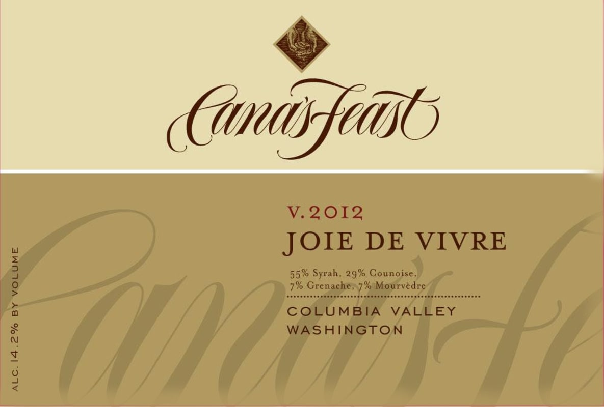 Cana's Feast Winery Joie de Vivre 2012 Front Label