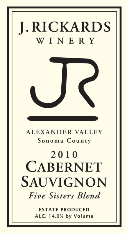 J. Rickards Winery Five Sisters Blend Cabernet Sauvignon 2010 Front Label