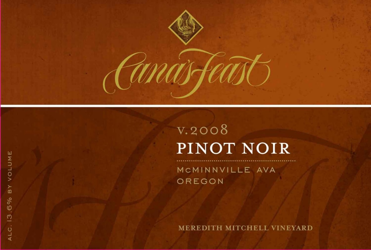 Cana's Feast Winery Meredith Mitchell Vineyard Pinot Noir 2008 Front Label