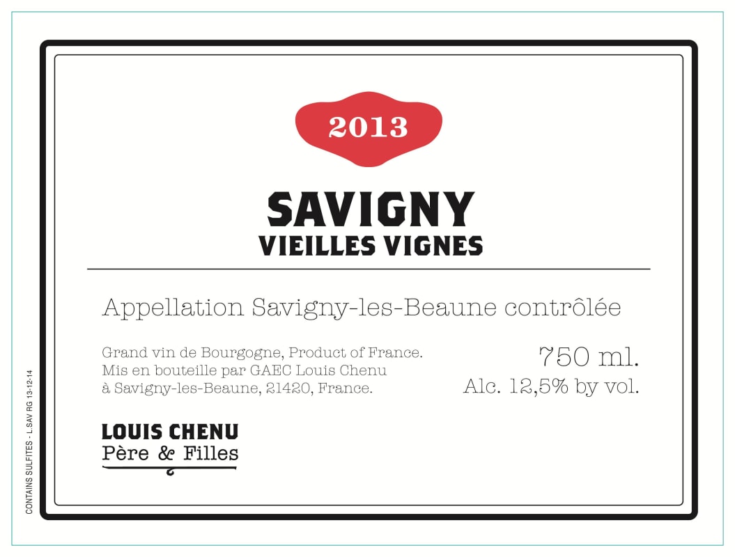 Louis Chenu Savigny Vieilles Vignes 2013 Front Label