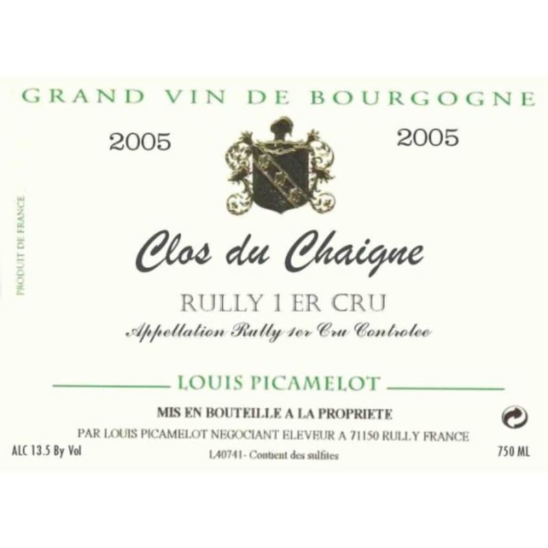 Maison Louis Picamelot Rully Clos du Chaigne Premier Cru 2005 Front Label