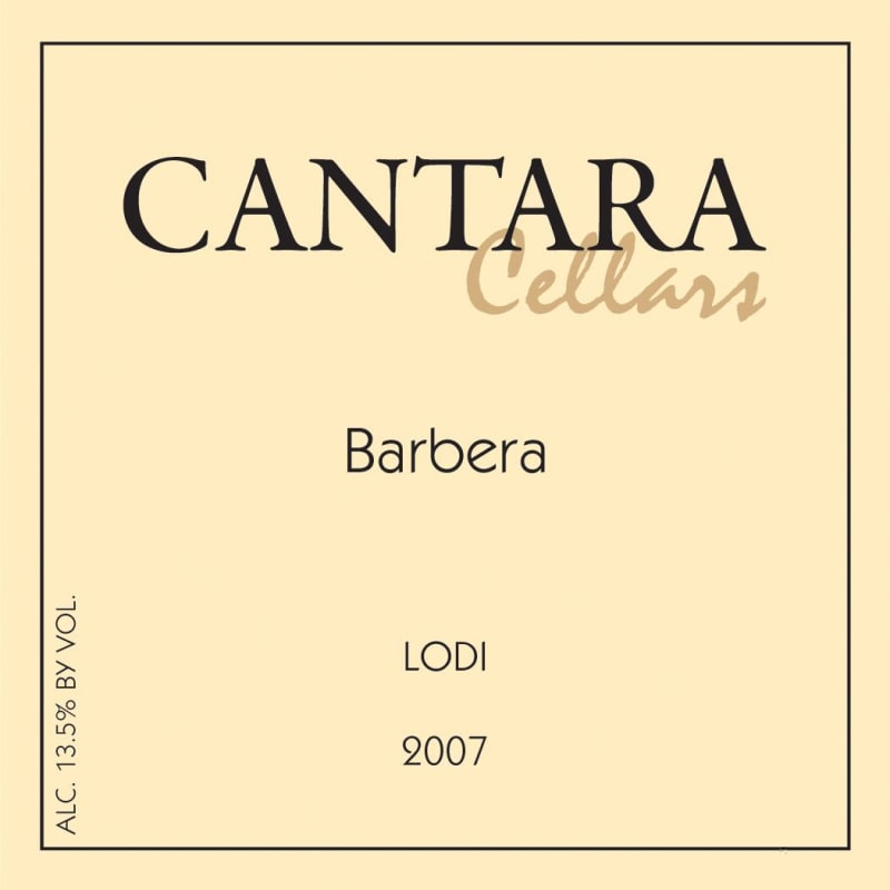 Cantara Cellars Barbera 2007 Front Label