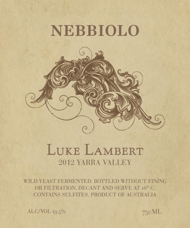 Luke Lambert Wines Nebbiolo 2012 Front Label