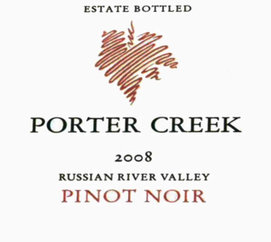 Porter Creek Russian River Valley Estate Pinot Noir 2008 Front Label