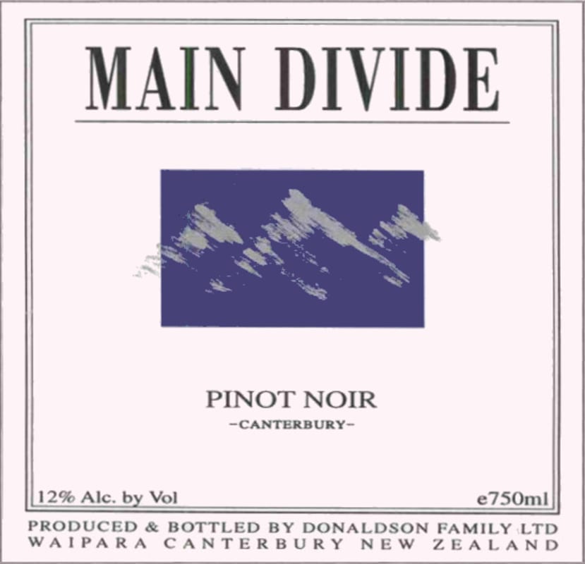 Main Divide Pinot Noir 2007 Front Label