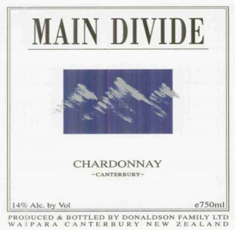 Main Divide Chardonnay 2012 Front Label