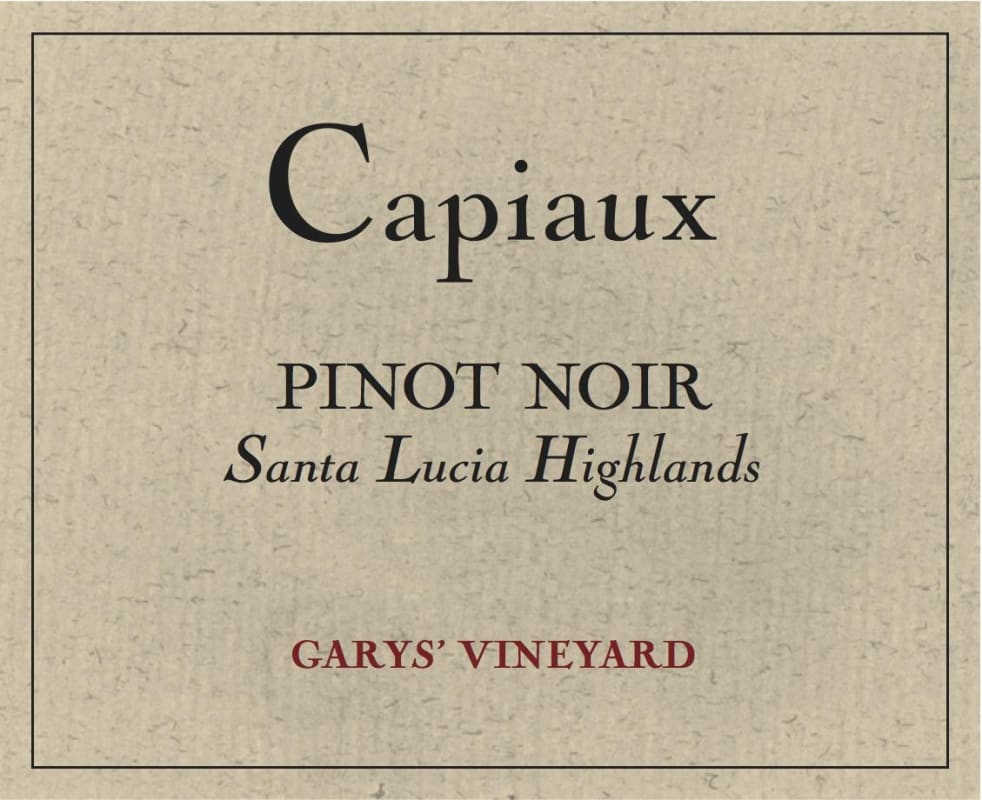 Capiaux Cellars Garys' Vineyard Pinot Noir 2012 Front Label
