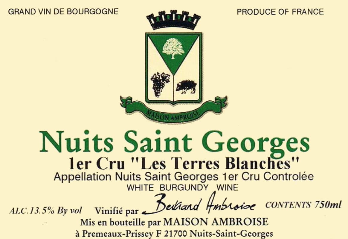 Maison Ambroise Nuits Saint Georges Les Terres Blanches Premier Cru 2011 Front Label