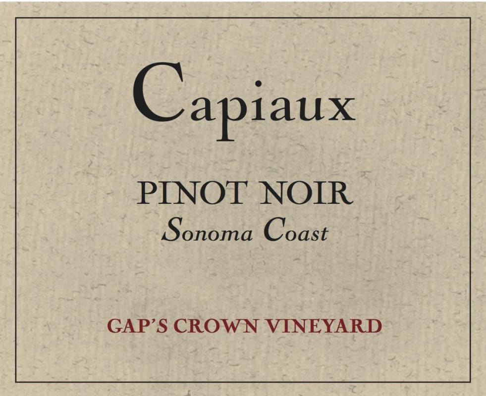 Capiaux Cellars Gap Crown Vineyard Pinot Noir 2012 Front Label