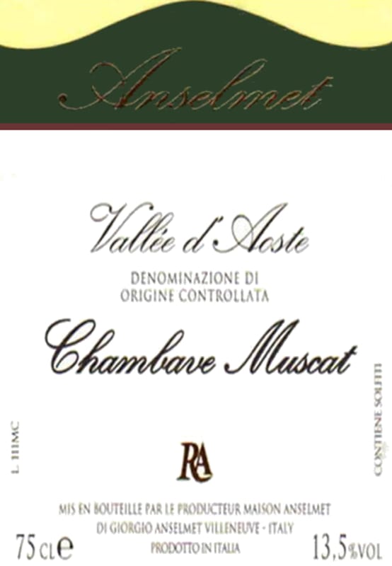 Maison Anselmet Chambave Muscat 2013 Front Label