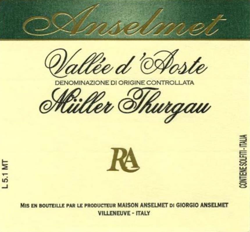 Maison Anselmet Vallee d'Aoste Muller Thurgau 2009 Front Label