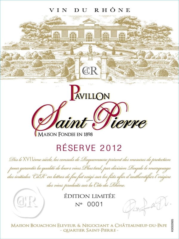Maison Bouachon Cotes du Rhone Pavillon Saint Pierre Reserve 2012 Front Label