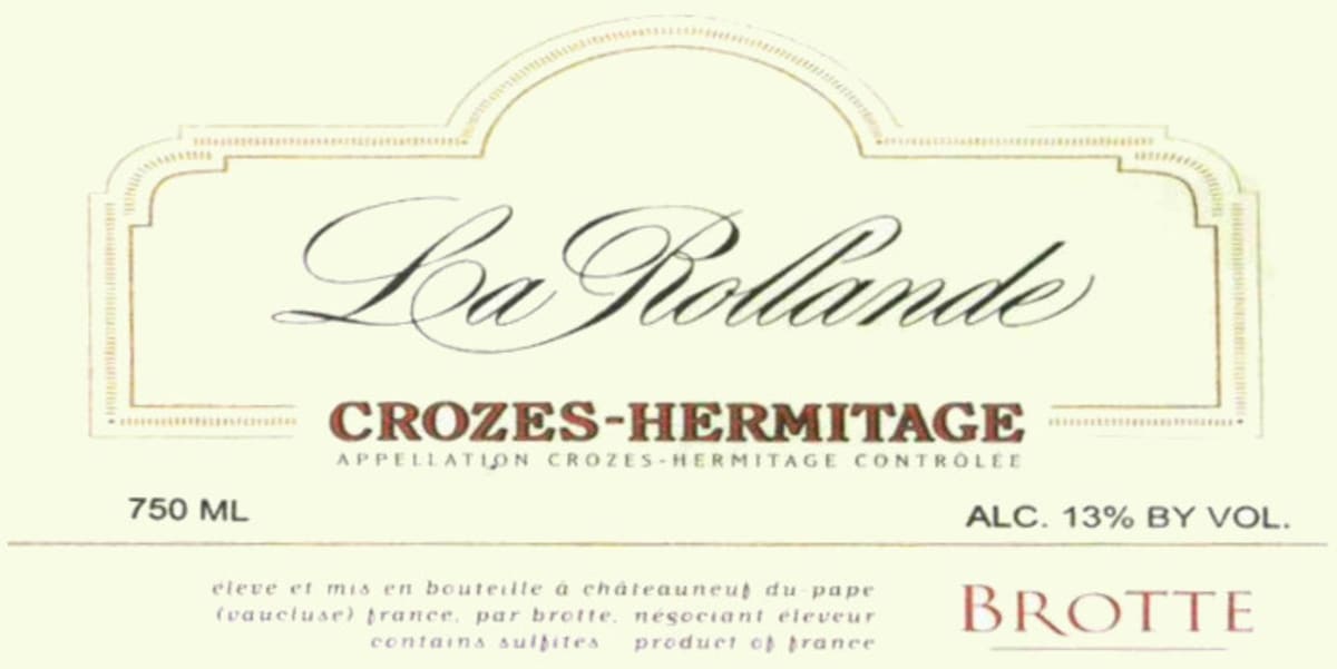 Maison Brotte La Rollande Crozes-Hermitage 2012 Front Label