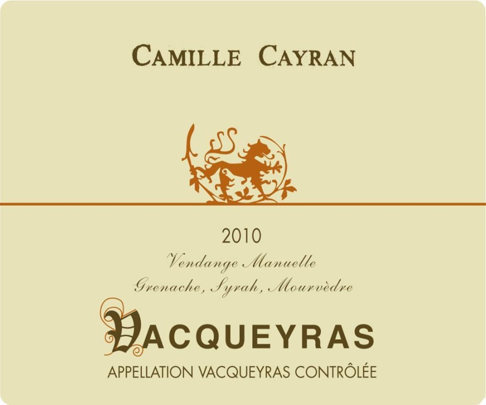 Maison Camille Cayran Vacqueyras 2010 Front Label