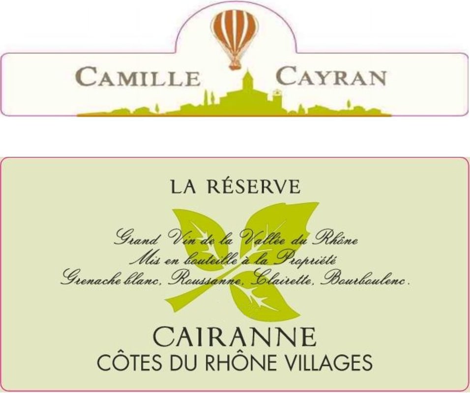 Maison Camille Cayran Cairanne Cotes du Rhone Villages Reserve Blanc 2015 Front Label