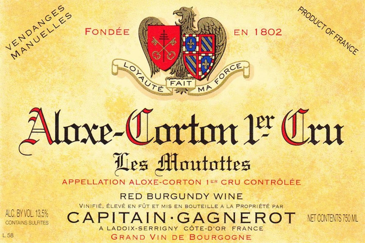 Maison Capitain-Gagnerot Aloxe-Corton Les Moutottes Premier Cru 2012 Front Label