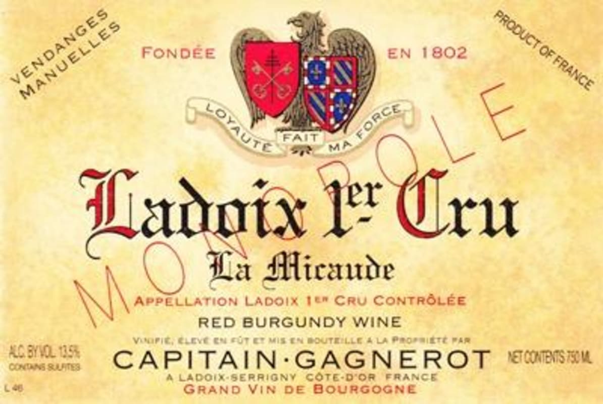 Maison Capitain-Gagnerot Ladoix La Micaude Premier Cru Monopole 2012 Front Label