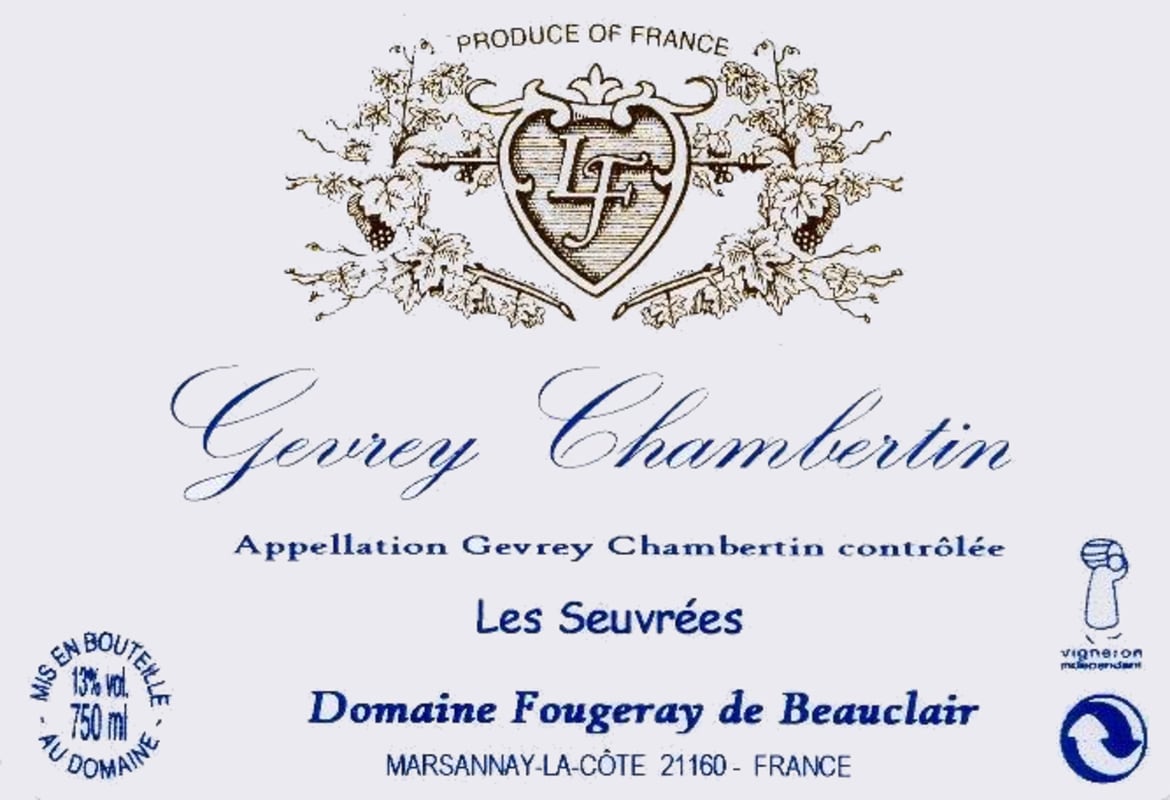 Maison Fougeray De Beauclair Gevrey Chambertin Les Seuvrees 2008 Front Label